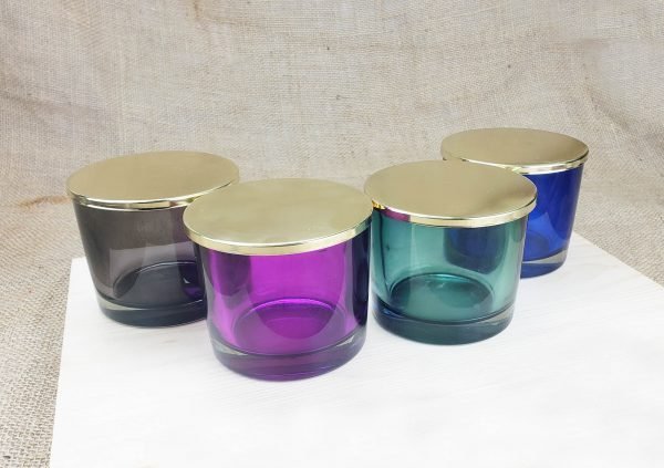 Andromeda - Jewel Toned Glass Vessels with Gold Lid (case of 4)