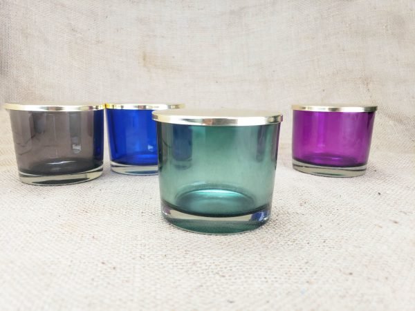 Andromeda - Jewel Toned Glass Vessels with Gold Lid (case of 4) - Image 12