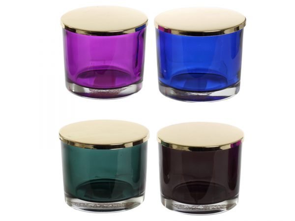 Andromeda - Jewel Toned Glass Vessels with Gold Lid (case of 4) - Image 2