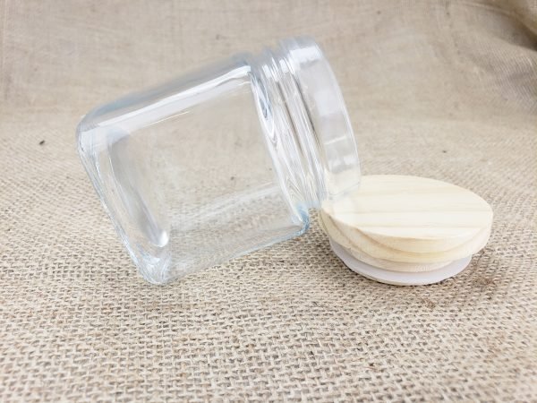 Pinto - Clear Glass Candle Vessel with Wood Lid (case of 12) - Image 2