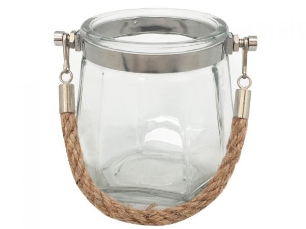 Luz - Lantern Clear Candle Vessel with Rope Handle (case of 12)