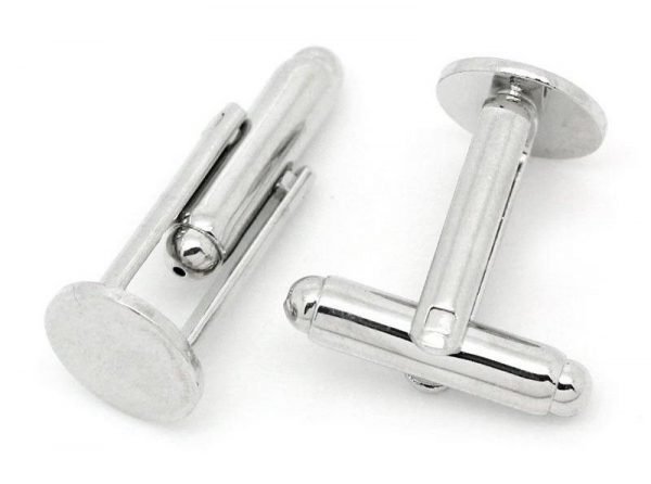 Cufflink Backs - blank silver tone 10mm pads